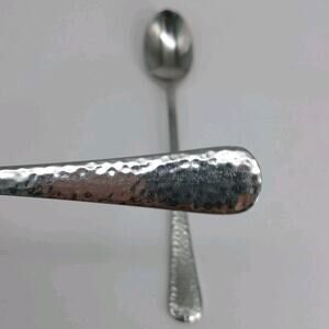 2X LH Tsp Reed and Barton OLDE ENGLISH HAMMERED Stainless Long Tea Malt Spoons